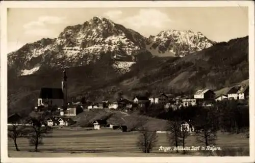 Ak Anger in Oberbayern, Totalansicht, schönstes Dorf in Bayern, Gebirge