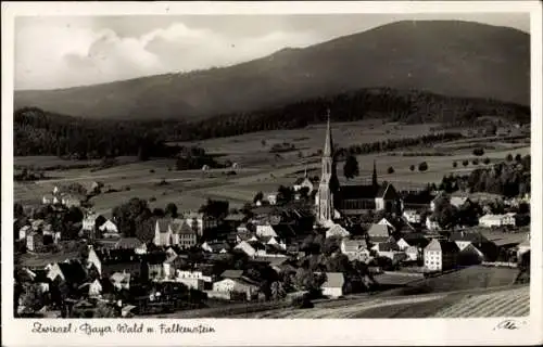 Ak Zwiesel im Bayerischen Wald, Panorama mit Falkenstein