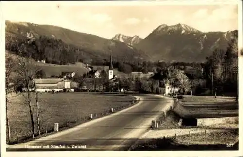 Ak Hammer Siegsdorf in Oberbayern, Panorama mit Staufen und Zwiesel