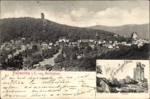 Ak Falkenstein Königstein im Taunus, Blick vom Moritzfelsen, Ruine