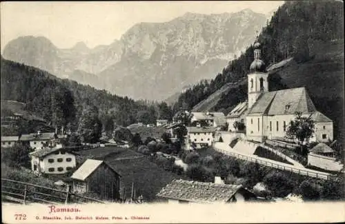 Ak Ramsau im Berchtesgadener Land Oberbayern, Kirche, Panorama
