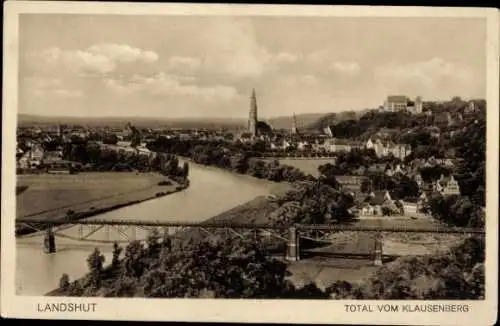 Ak Landshut in Niederbayern, Total vom Klausenberg