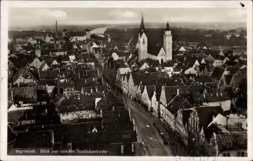 Ak Ingolstadt a.d. Donau, untere Stadtpfarrkirche, Panorama