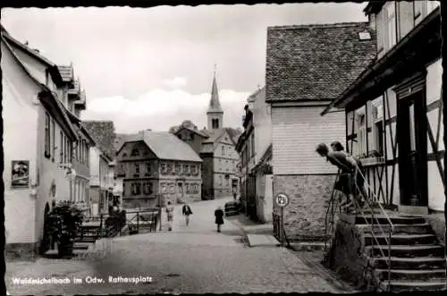 Ak Wald Michelbach im Odenwald Hessen, Rathausplatz