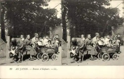 Stereo Ak Bonnes d'Enfants, Japaner, Kinderwagen