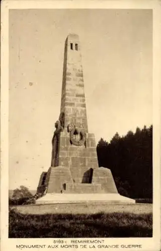 Ak Remiremont Lothringen Vosges, Monument aux Morts de la Grande Guerre