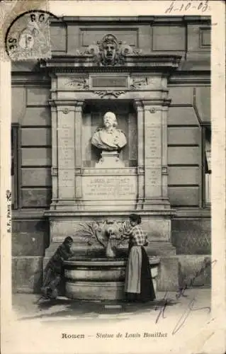 Ak Rouen Seine Maritime, Statue de Louis Bouilhet