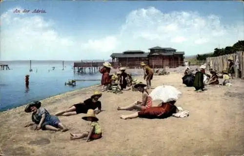 Photochromie Purger & Co. Nummer 11594, an der Adria, Strandpartie