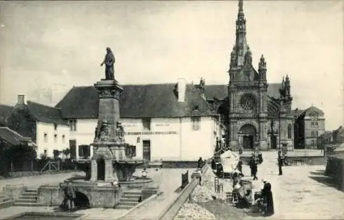 Ak Sainte Anne d'Auray Morbihan, La Fontaine et la Basilique