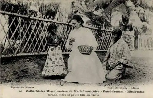 Ak Kumbakonam Indien, Grand'mère et petite fille, Catéchistes Missionaires de Marie Immaculée