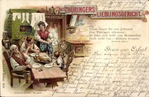 Litho Des Thüringers Lieblingsgericht, Kartoffelklöse, Gans