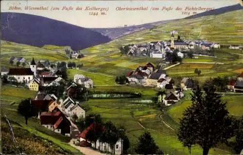 Ak Böhmisch Wiesenthal im Erzgebirge Region Aussig, Gesamtansicht, Oberwiesenthal