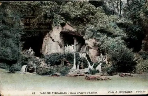 Ak Versailles Yvelines, Parc de Versailles, Bains et Grotte d'Apollon