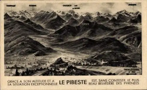 Ak La Pibeste Pyrénées Frankreich, Panorama