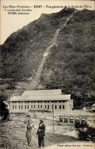 Ak Eget Hautes-Pyrénées, vue generale de la chute de 750m