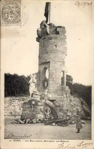 Ak Moulineaux Seine Maritime, Monument aux Mobiles