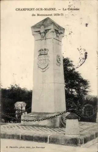 Ak Champigny sur Marne Val de Marne, La Colonne du Monument 1871-71