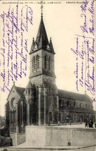 Ak Bourbonne les Bains Haute Marne, l'Eglise, cote nord