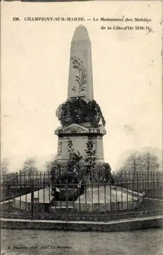 Ak Champigny sur Marne Val de Marne, Le Monument des Mobiles de la Cote-d'Or 1870-71