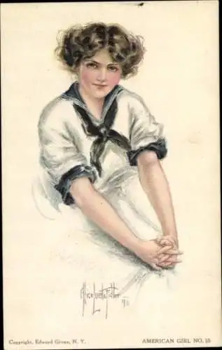Künstler Ak Fidler, Alice Luella, Dame in Matrosenanzug, Portrait