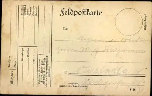 Handgemalt Ak Soldat in Uniform, Diefenbach August 1915, I. WK