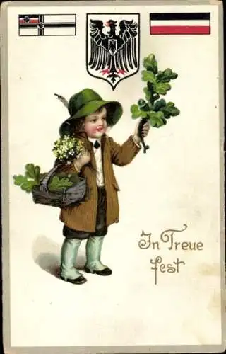 Ak In Treue fest, Kind mit Eichenlaub, Wappen