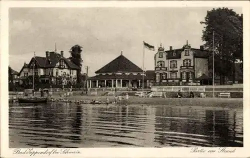 Ak Zippendorf Schwerin in Mecklenburg, Wasserpartie am Strand