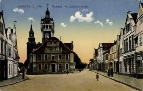 Ak Verden an der Aller, Rathaus, Johanniskirche