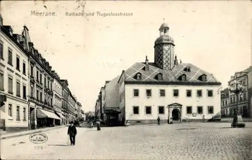 Ak Meerane in Sachsen, Rathaus und Augustusstraße