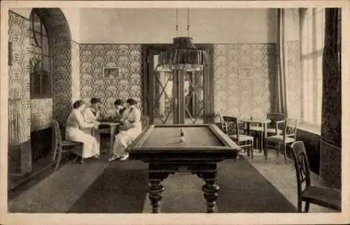 Ak Bad Elster im Vogtland, Friedrich-August-Heim, Billardzimmer