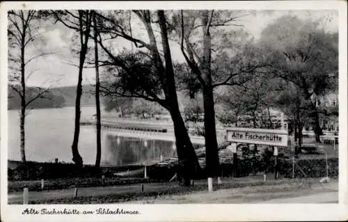 Ak Berlin Zehlendorf Schlachtensee, Eingang zur Seeterrasse der Alten Fischerhütte