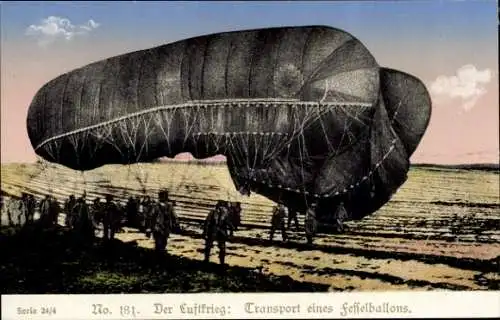 Ak Transport eines Fesselballons, Luftkrieg, Deutsche Soldaten