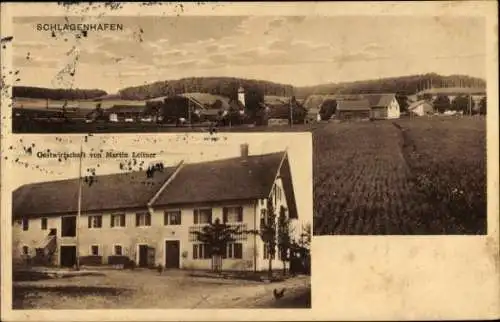 Ak Schlagenhofen Inning am Ammersee Oberbayern, Gesamtansicht, Gastwirtschaft