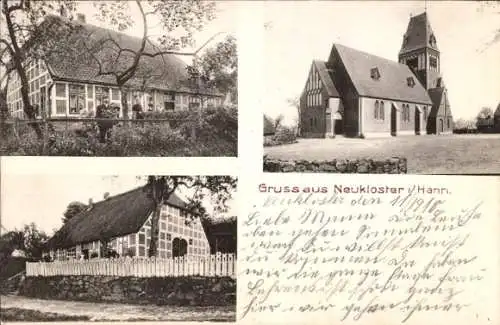 Ak Neukloster Buxtehude im Kreis Stade, Kirche, Fachwerkhaus