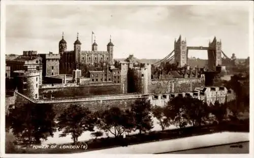 Ak London Stadt England, Tower of London, Tower Bridge
