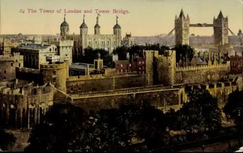 Ak London Stadt England, Tower of London, Tower Bridge