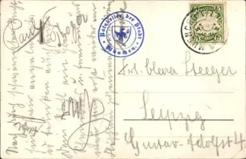 Ak München, Rathaus-Keller, Wandbild