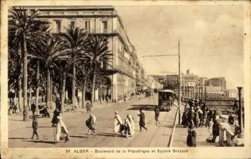 Ak Algier Algier Algerien, Boulevard de la République, Square Bresson