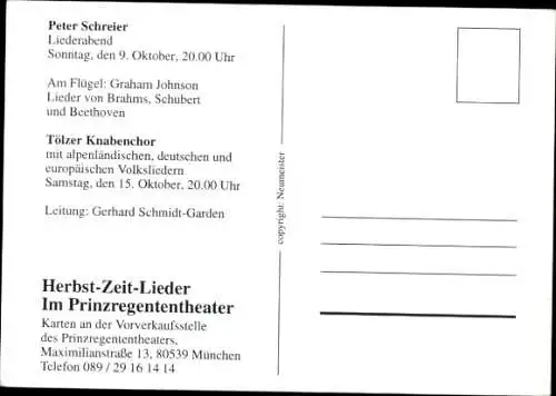 Ak Opernsänger Peter Schreier, Portrait, Liederabend