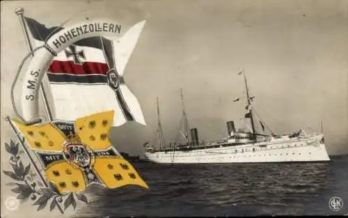 Ak Deutsches Kriegsschiff SMS Hohenzollern, Reichskriegsflagge, NPG