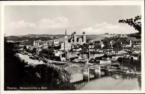 Ak Passau in Niederbayern, Donaubrücke, Dom