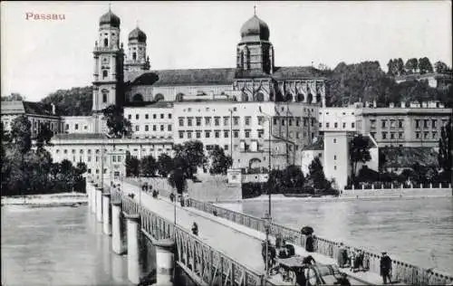 Ak Passau in Niederbayern, Teilansicht, Brücke