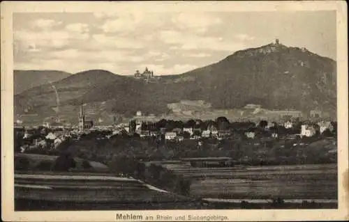 Ak Mehlem Bonn am Rhein, Panorama, Siebengebirge