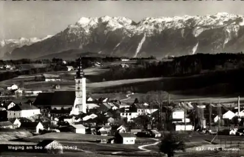 Ak Waging am See Oberbayern, Gesamtansicht, Untersberg