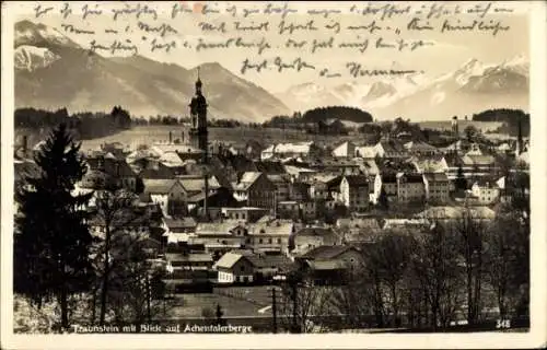 Ak Traunstein in Oberbayern, Gesamtansicht, Achentalerberge