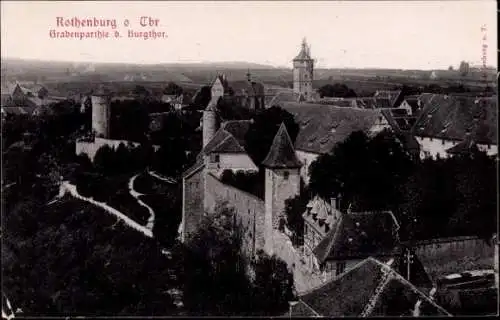 Ak Rothenburg ob der Tauber Mittelfranken, Graben beim Burgtor