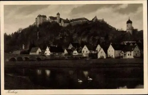 Ak Harburg in Schwaben, Teilansicht mit Burg