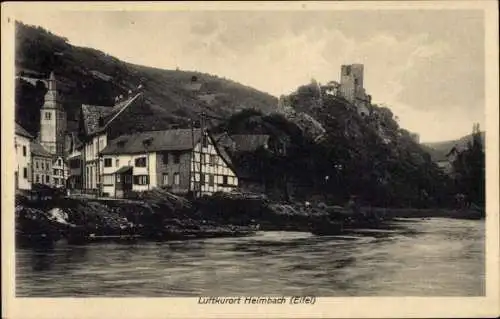 Ak Heimbach in der Eifel, Ruine, Fachwerkgebäude