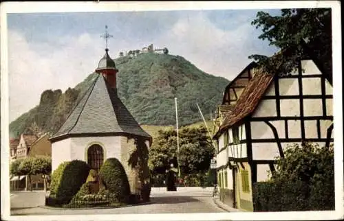 Ak Rhöndorf Bad Honnef am Rhein, Kapelle mit Drachenfels