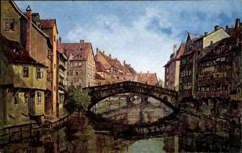 Künstler Ak Nürnberg, Fleischbrücke